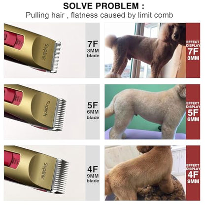 Dog Clippers for Grooming for Thick Heavy Coats, 4 Blade (1/3/6/9mm)