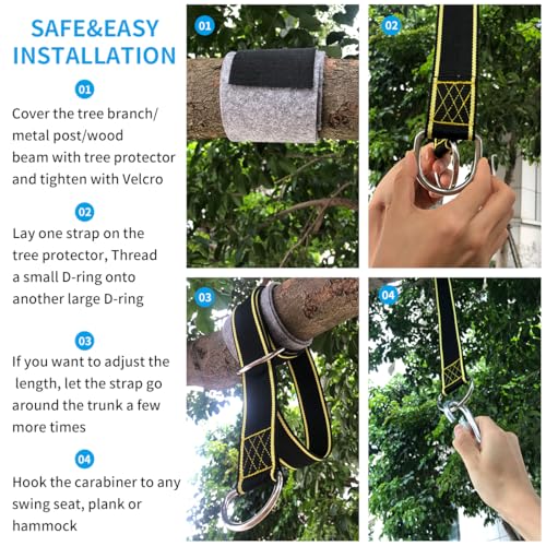 Extra Long 8FT Tree Swing Straps Kit with Tree Protector,2 Pack - size: 8FTx2