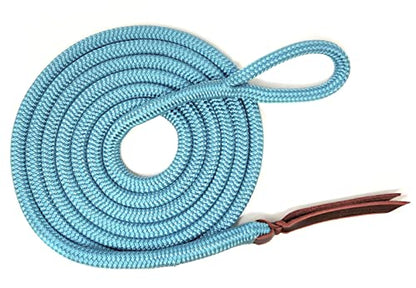 Double Braid Lead Rope with Eye Splice Loop, 12-14FT Lengths (Ice Blue, 14 ft.) - color: Ice Blue, size: 14 ft.