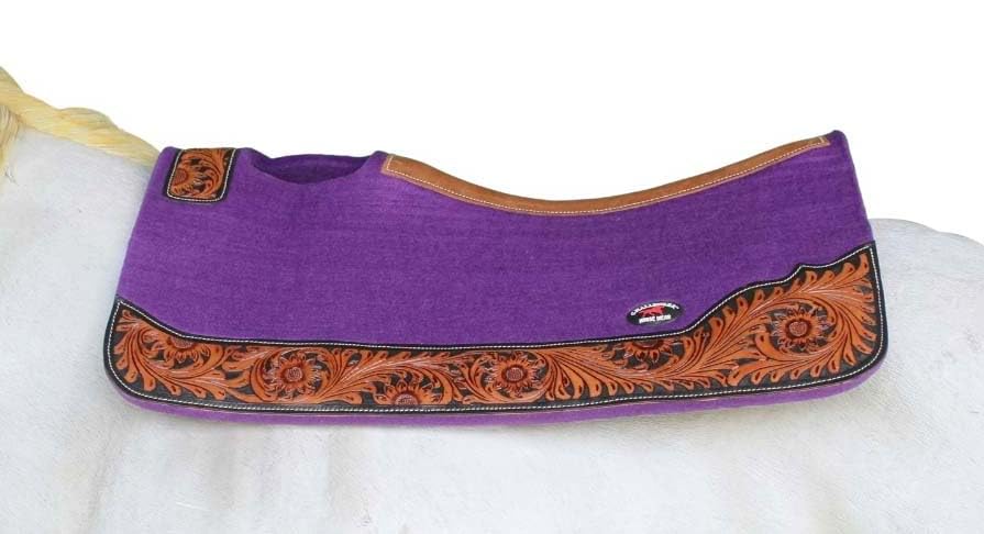 Horse 32"x30" Western Contoured Wool Felt Therapeutic Saddle Pad 39253 - color: Purple
