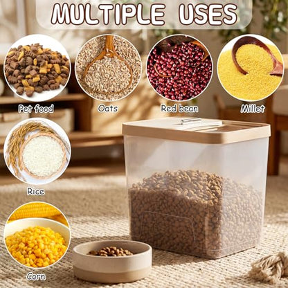 Lounsweer 4 Piece Pet Food Storage Container Dog Cat Treat Storage Container Large Airtight Rice Dispenser with Measuring Scoops for Dog Cat Bird Food Flour Kitchen Supplies(Clear,11 Lb, 22 lb) - size: 11 lb, 22 lb