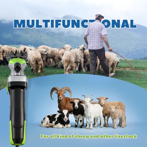 Sheep Shears Electric 850W 2400RPM with 6 Speed (Size: 13.8 * 3.6") | Professional Heavy Duty Shearing Clipper for Shaving Fur Wool in Sheep, Goats, Cattle & Livestock, Includes Carrying Case - size: with 13-Teeth Straight Blade