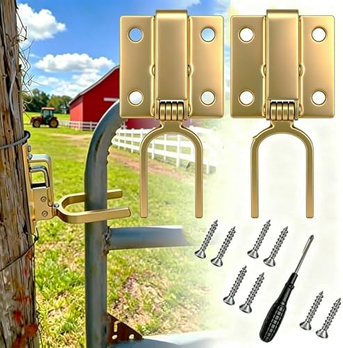 2 Pcs Instant Locking Gate Latch Heavy-Duty One-Hand Gate Latch with Screwdriver and 4 Screws for Farm, Ranch & Backyard Door, Automatic Spring Lock, Rust-Resistant Steel, Easy Install (4 Holes) - color: New model 2 Pcs