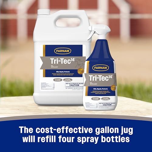 Farnam Tri-Tec 14 Fly Spray for Horses, Protects for Up to 14 Days, 128 oz - size: 128 Fl Oz (Pack of 1)