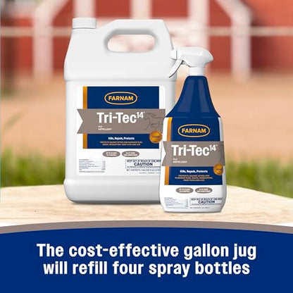 Farnam Tri-Tec 14 Fly Spray for Horses, Protects for Up to 14 Days, 128 oz - size: 128 Fl Oz (Pack of 1)