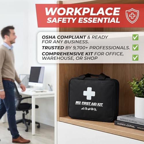 M2 BASICS 300 Piece Premium First Aid Kit w/Durable Bag for Home, Business | Office, Workplace, Car, Garage, Kitchen, Family, Classroom, Jobsite, Warehouse, School, Vehicle And Emergency Preparedness - size: 300 Piece Set