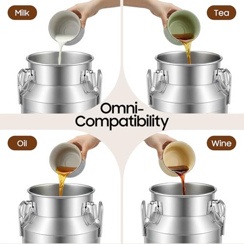 DYNAMI 5.3Gal Stainless Steel Milk Bucket with Faucet,Thickened Stainless Steel Milk Can with Sealing Lid,Large Liquid Container Storage,for Milk,Wine, Oil Storage Transport (20L/5.3Gal,w/Faucet) - size: 20L/5.3Gal