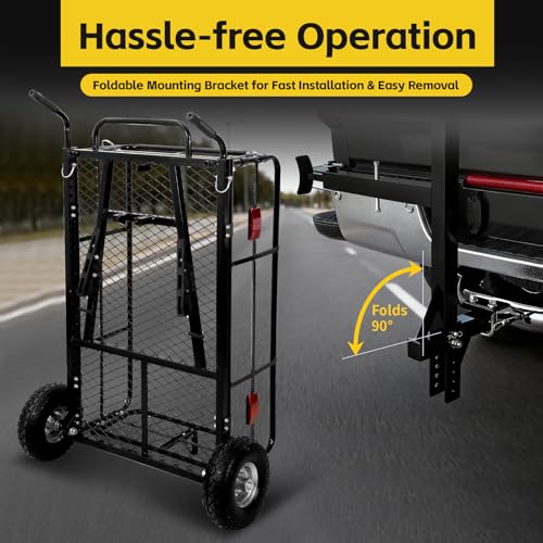 MaxxHal Hitch-N-Roll 2-in-1 Cargo Carrier & Push Cart - 400 lb Capacity Hitch Mount Steel Basket with 10" Flat Free Tires - Foldable Utility Rack for SUV, Truck, Camping & Ranch (50243) - style: Hitch-N-Roll Cargo Carrier
