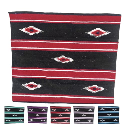 Majestic Ally 36"x34" Navajo Design Acrylic Saddle Blanket for Horses - 2.4 lbs (Red and Black) - color: Red and Black
