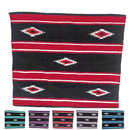 Majestic Ally 36"x34" Navajo Design Acrylic Saddle Blanket for Horses - 2.4 lbs (Red and Black) - color: Red and Black