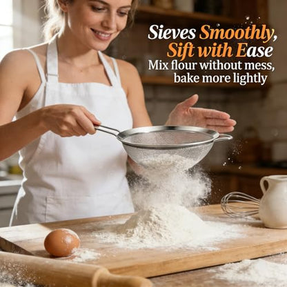 Anaeat Fine Mesh Strainers - Premium Stainless Steel Colander Sieve Sifters, with Durable Mesh and Sturdy Handle, Excellent for Sifting Dry ingredients, Flour, Pastas, Rice, Tea (8.67"） - color: 8.67" Diameter