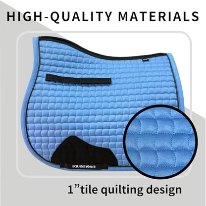 EQUINEWAVE Aria Soft Suede Jump Saddle Pad – Breathable Moisture-Wicking Lining, Shock-Absorbing Cushion, Contoured Spine, English All Purpose Saddle Pad - color: Sky Blue