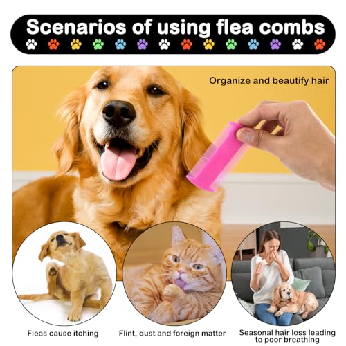 Lice Comb, 12 Pcs Dandruff Combs, Hair Double Sided Fine Tooth Combs with Metal Teeth, Stainless Steel Louse and Nit combs, Dematting Comb for Dogs Cats for Small, Medium & Large Pets