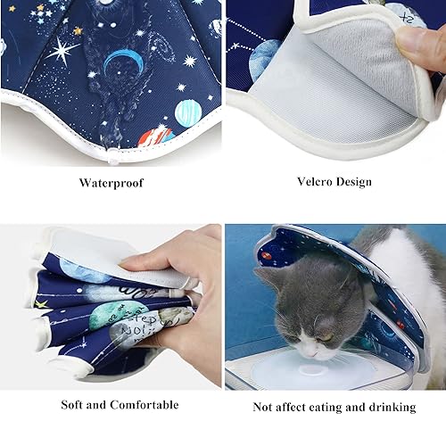 Soft Cat Recovery Cone, Durable Dog Collar After Surgery, Waterproof Pet Elizabethan Collar Protective Wound Healing for Cats and Puppies (Medium/Constellation Pattern)
