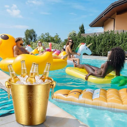 Mumufy 6 Pcs 3.3 Qt / 3 L Champagne Ice Buckets Stainless Steel Ice Bucket with Handles,Drink and Wine Chiller Great for Home Bar Club Party Supplies, Chilling Champagne and Sparkling Wine (Gold) - color: Gold