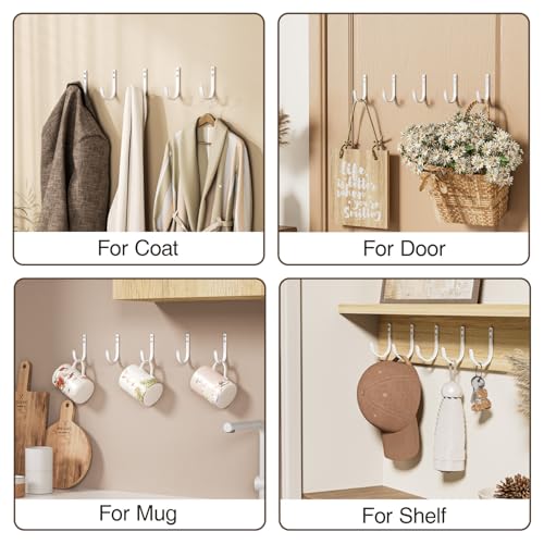 22LB Wall Hooks for Hanging Towel/Coat, White 5 Pack - color: White, size: 5 Pack