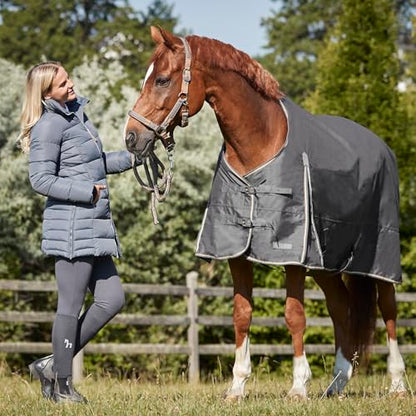 Horze Glasgow Heavy Weight Waterproof Winter Turnout Horse Blanket (350g Fill) - Blackened Pearl - 75 in
