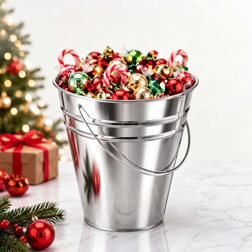 Sadnyy 12 Pack 6.4 X 3.54 X 7 inch Silver Metal Buckets - color: Silver, size: 6.4 x 3.54 x 7 in