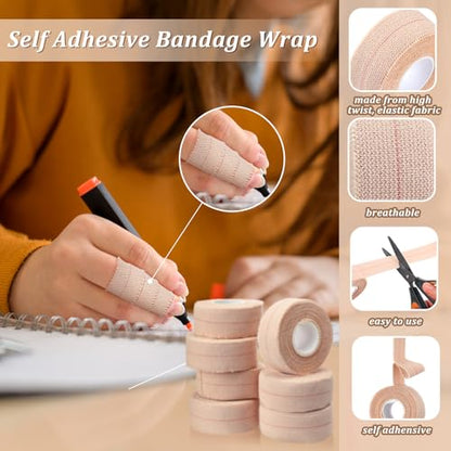 Tondiamo 8 Rolls Elastic Tape Adhesive Elastic Tape Self Adhesive Bandages Wrap Flexible Stretch Bandages Athletic Sports Skin Strips for Sports Ankle, Knee and Wrist Animal Pets(1 Inch X 5 Yard) - size: 1 Inch X 5 Yard