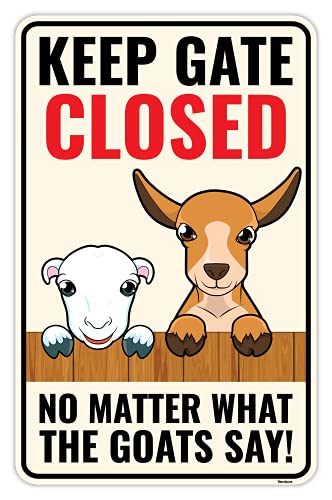 Venicor Goat Sign Decor - 14 x 9 Inches - Aluminum - Goat Gifts for Goat Lovers - Goats Supplies Toy Accessories Stuff