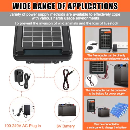 Relaxweex 9 Miles Solar Electric Fence Charger, Output 0.18j Electric 24-Hour Uninterrupted Protection Solar Fence Charger Can Work for 14 Days Without Sunlight