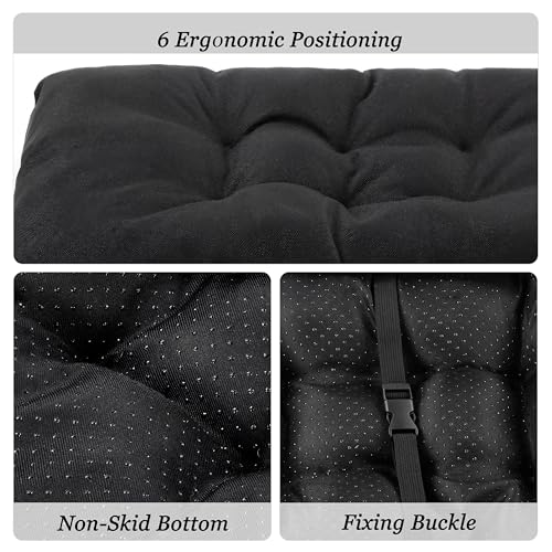 Rectangular Stool Cushion Set of 2, Soft Saddle Stool Cushions with Ties, Nonslip and Washable, Black, 18 x 10.5 x 4 Inch - color: Black, size: Pack of 2
