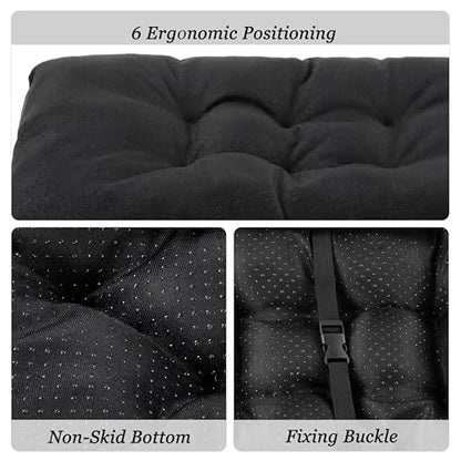 Rectangular Stool Cushion Set of 2, Soft Saddle Stool Cushions with Ties, Nonslip and Washable, Black, 18 x 10.5 x 4 Inch - color: Black, size: Pack of 2