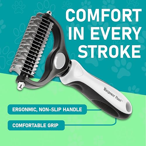 Maxpower Planet Pet Grooming Brush - Double-Sided Undercoat Rake for Dogs and Cats, Extra Wide, Reduces Shedding by 95%, White - color: White, size: Large