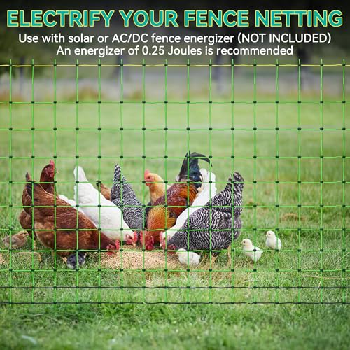 PPOLB Electric Poultry Fence Netting - 164'L x 41.5" H, Portable Movable Nets Mesh for Chickens, Ducks, Geese, Rabbits, Electric Fencing for Backyards, Homesteaders, Farms Ranches, and Gardens - size: 164'L x 41.5"H Poultry