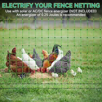PPOLB Electric Poultry Fence Netting - 164'L x 41.5" H, Portable Movable Nets Mesh for Chickens, Ducks, Geese, Rabbits, Electric Fencing for Backyards, Homesteaders, Farms Ranches, and Gardens - size: 164'L x 41.5"H Poultry