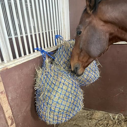 Slow Feed Hay Net,36-Inch Length, 5-Inch Holes, Hay Net for Horses and Goats (Blue, 1pc) - color: Blue