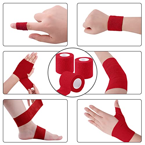 BQTQ 40 Rolls Self Adhesive Bandage Wrap 2 inch Self Adherent Tapes(Red) - color: Red, size: 2 Inch