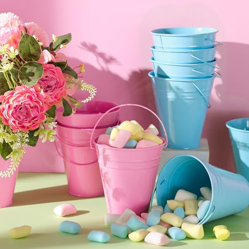 Sadnyy 12 Pack 4.5 X 5 inch Pink Blue Metal Buckets - color: Pink Blue, size: 4.5 x 5 in