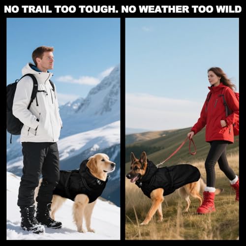 Dog Raincoat with Built-in Harness, Dog Rain Jacket with Clear Hood - color: Black, size: XX-Large