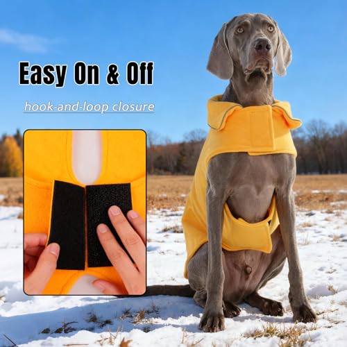 DENTRUN Reversible Dog Winter Coat, Windproof Polar Fleece Reflective Vest - color: Yellow, size: X-Small