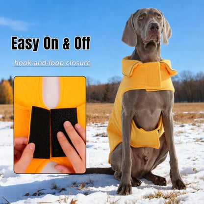 DENTRUN Reversible Dog Winter Coat, Windproof Polar Fleece Reflective Vest | Hook & loop easy on/off, sleeveless, XS-XXXL for all breeds, warm reversible vest. - color: Yellow, size: Medium