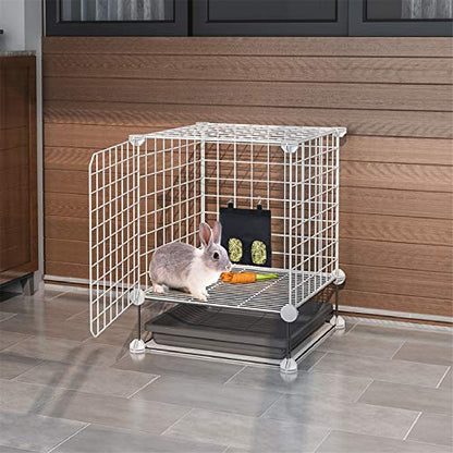 Rabbit Hay Feeder Bag Hanging Hay Rack (Pattern Green, 2 Windows) - color: Pattern Green