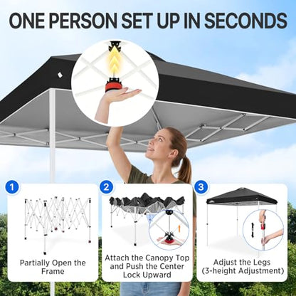 EAGLE PEAK 8x8 Pop Up Canopy Tent Easy Up Canopy Outdoor, Black - color: Black, size: 8x8