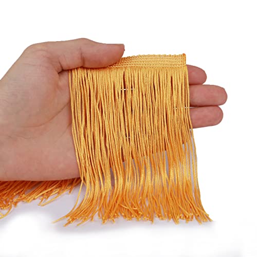 Chainette Fringe Trim 5 Yard x 6 Inches Fabric Tassel Trims - color: Yellow, size: 6"-5Yards/R