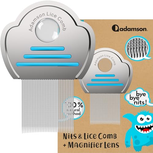 Lice Comb for Kids - Nit Comb with Magnifier Lens, All Hair Types | Fine steel teeth catch every lice & nit. Built-in magnifier shows what others miss. Gentle on kids, works wet or dry. - color: Cyan