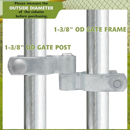 1-3/8" x 1-3/8" Chain Link Fence Gate Post Hinge Kit, Set of 4, Galvanized Steel Chain Link Gate Hinge with 4 Pcs Female Hinges and 4 Pcs Male Post Hinges, Bolts & Nuts Included - size: 1-3/8" x 1-3/8"(4 Pack)