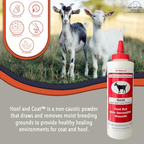 Four Oaks Farm Ventures, Goat Hoof & Coat Powder - for Wound Care, Foot Rot, Skin Problems - All Natural, Non-Caustic, Easy to Use (10 oz) - size: 10 oz
