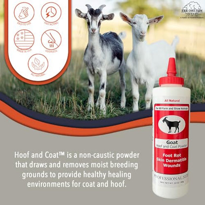 Four Oaks Farm Ventures, Goat Hoof & Coat Powder - for Wound Care, Foot Rot, Skin Problems - All Natural, Non-Caustic, Easy to Use (10 oz) - size: 10 oz