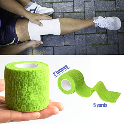 2 Inches Self Adhesive Bandage Wrap, 9 Pack, Grass Green - color: Grass Green, size: 2 Inch