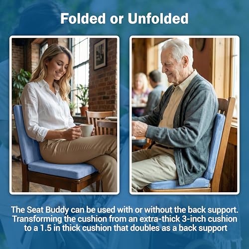 Skil-Care Seat Buddy Cushion, Foldable, 16"x16", Blue Cozy Cloth, 914350 - color: Blue
