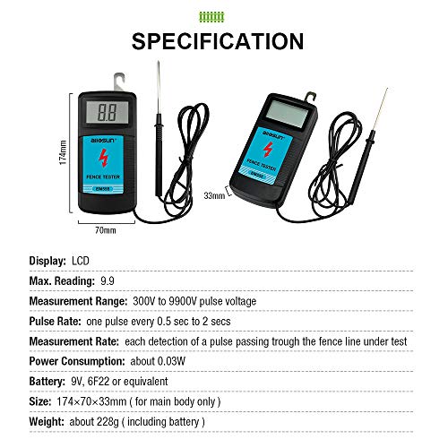 allsun EM555 Digital Electric Fence Tester Fault Voltage Meter GK13 Non-Contact Voltage Tester for Christmas Light Repairing Tool