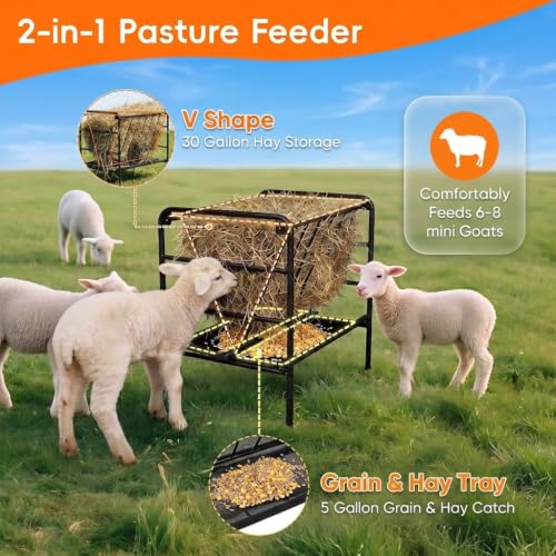 Lesolar Hay Feeder 35 Gallons,Heavy Duty Hay Feeder for Goats