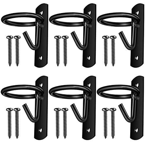 Dunzy 6 Pcs Bucket Hooks for Horses Bucket Hangers Holder Metal, Black | Equestrian Water Hangers for Stalls, Wall Mount with Screws, Barn Feed Holder, Equestrian Farmhouse Stable Supplies - color: Black