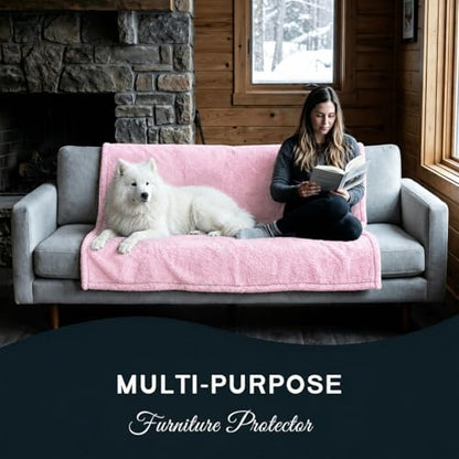 Waterproof Pink Dog Throw Blanket Reversible Fluffy Pet Cat Bed Cover Blankets for Small Puppy Sherpa Fleece Couch Covers Leakproof Sofa Washable Cover Warm-XS-28x20in - color: Pink, size: XS-50*70cm(20*28in)