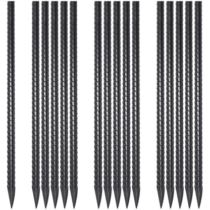Rebar Stakes 18 Inch Heavy Duty 1/2 Inch Dia Steel Ground Anchors 16 Pack - size: 18"-Φ1/2"-16pcs